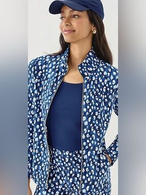 Lilly Pulitzer Leona Zip Jacket Starlight Navy You’re an Animal Medium Pockets
